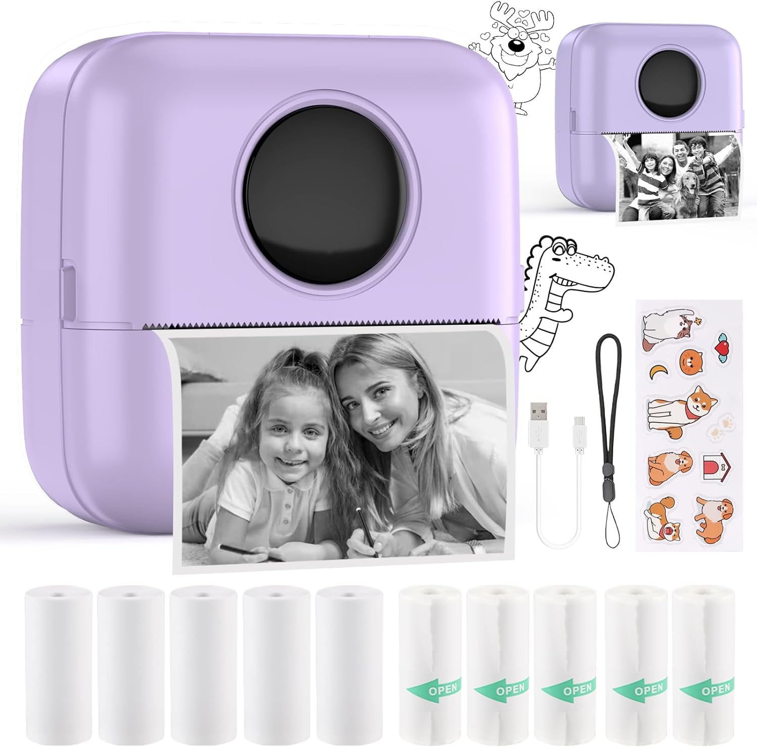 HuiJuKeJi Mini Sticker Printer Bluetooth Smart Pocket Inkless Thermal Printer... - Picture 2 of 14