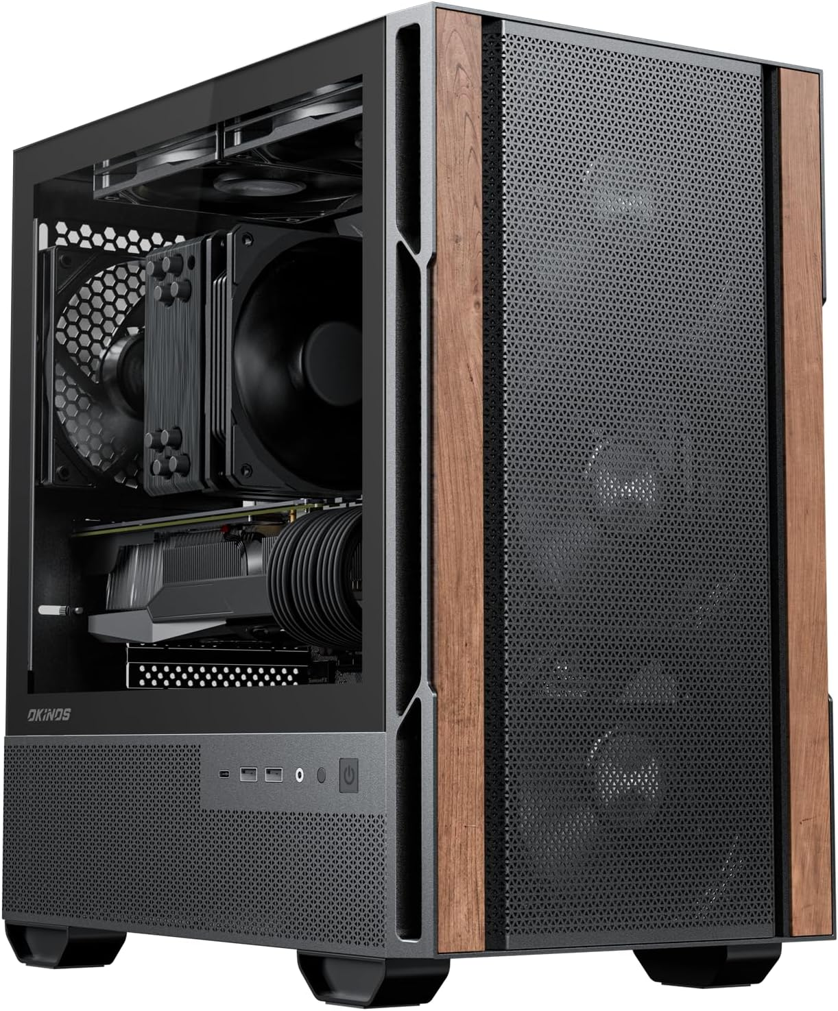 Genuine Walnut Wood Micro ATX Case, MATX PC Case with 4 × 120Mm 3