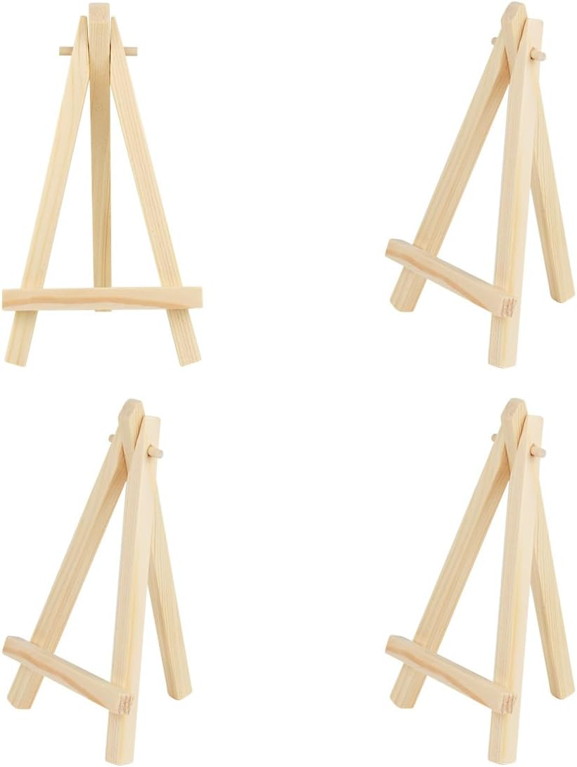 4 Pack Mini Wood Display Easel Stand for Painting Artist Tabletop Holder