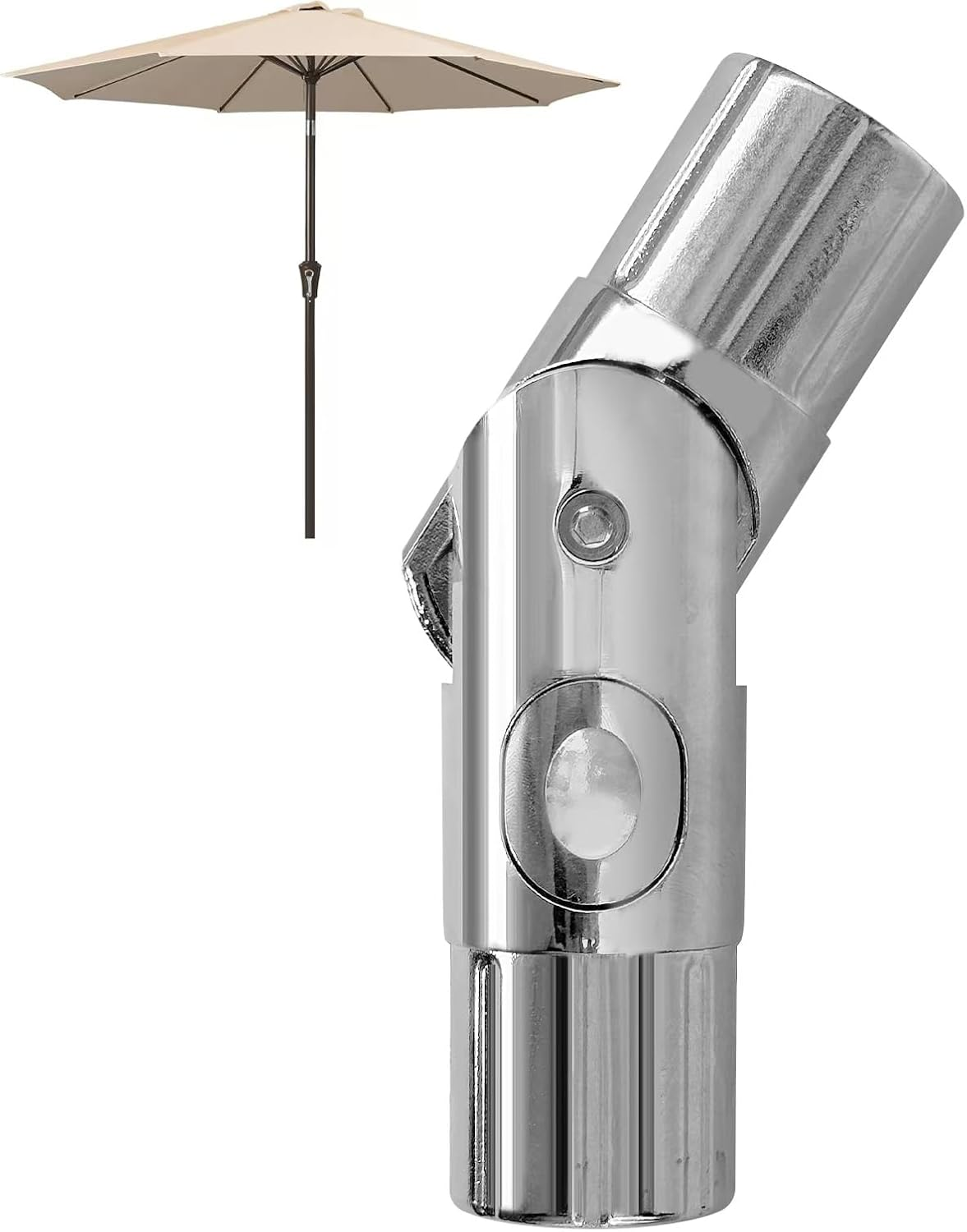Patio Umbrella Accessories, Outdoor Umbrella Replacement Parts, Push-Button Tilt Adjustment for Garden Umbrellas, Silver (1.5Inch)