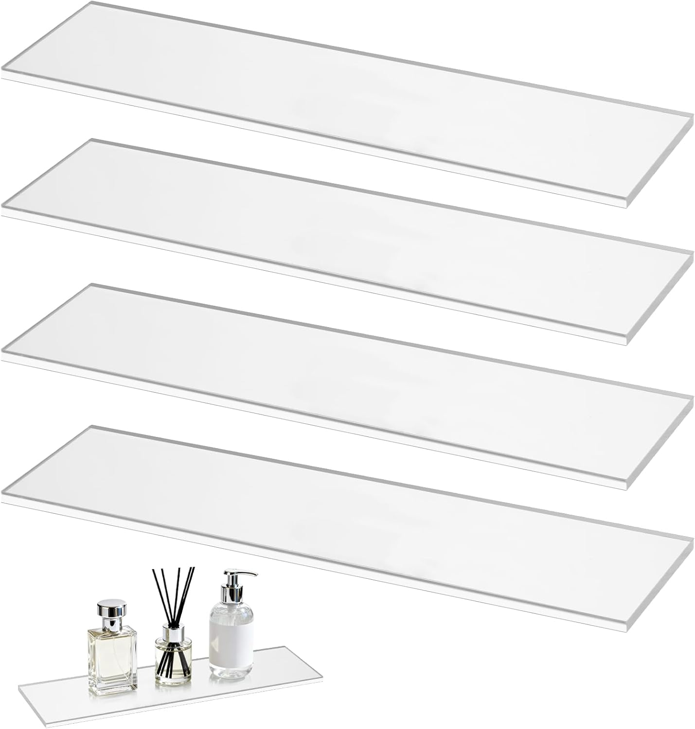 4 Packs Acrylic Medicine Shelves 13 Inches Medicine Cabinet Replacement Shelves Holders for Living Room Bathroom Kitchen,Wall Mounted Medicine Cabinet Shelf