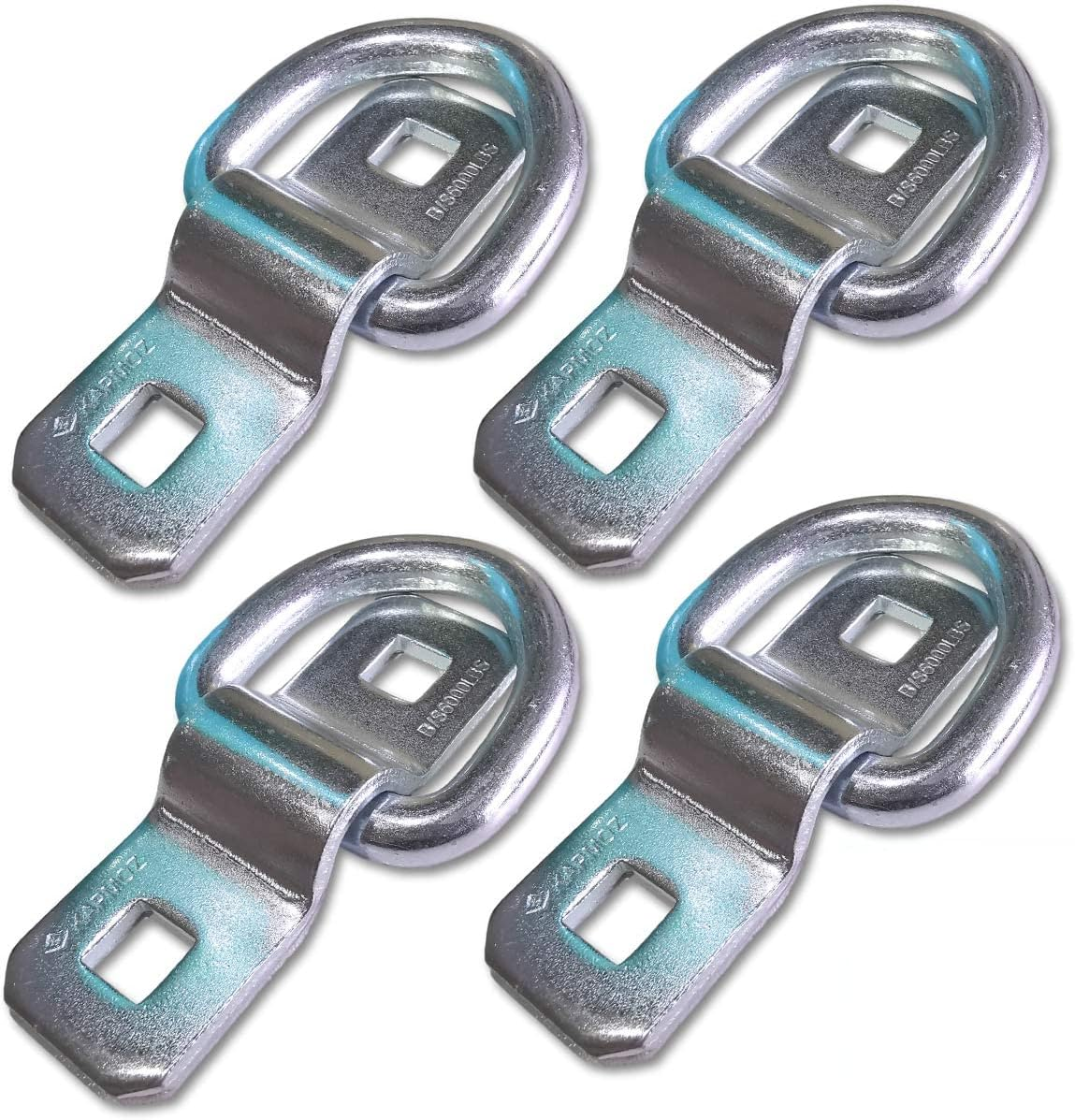 3/8” Heavy Duty D Rings Tie down Anchors Hooks for Trailer Truck Bed Pickup RV Camper ATV Boat Kayak Motor Bike Floor Wall Surface Mount Bracket Enclosed Points (4 Pack)