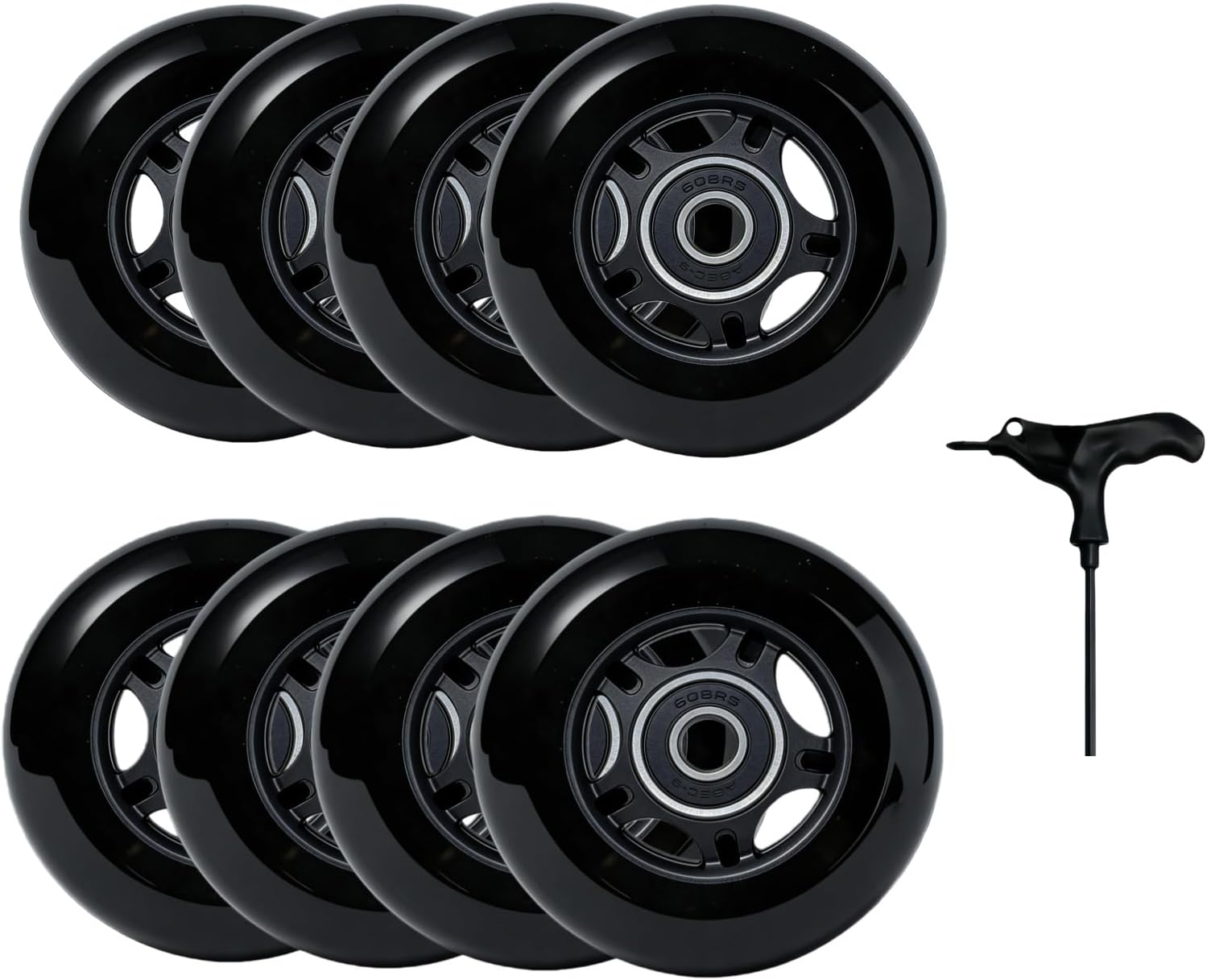 8 Pack 72mm Inline Skate Wheels 85A with ABEC-9 Bearings Replacement Roller Blades