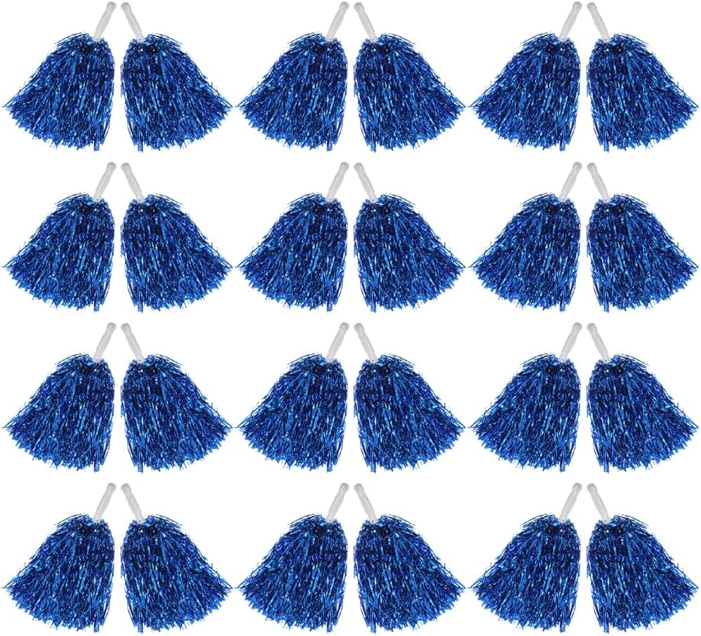 Hooshing 12/24/100PCS Pom Poms Cheerleading Metallic Foil Cheer Pom Poms with Plastic Handles for Rooters Cheering Squad Team Spirit Sports