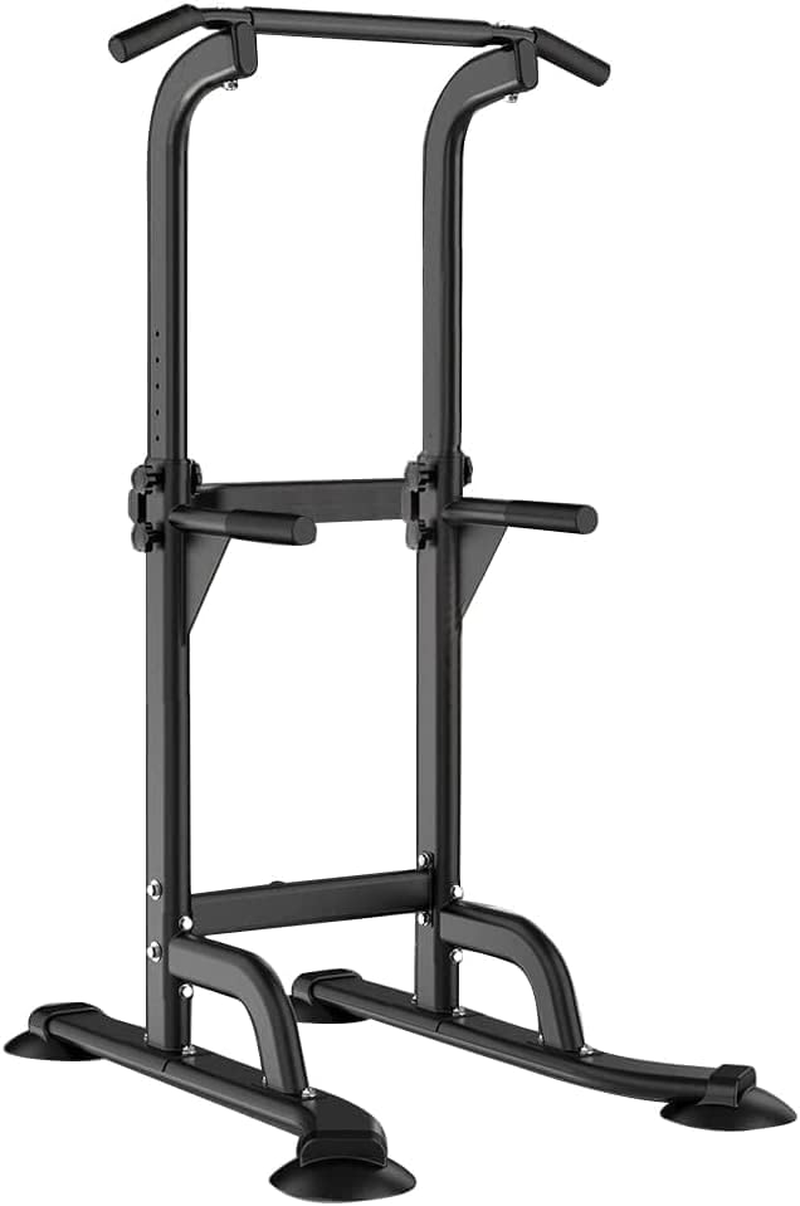 Power Tower Dip Station Pull Up Bar for Home Gym Chin Up Bar Stand Height Adjustable Strength Training Fitness Equipment Multi-Function Workout Equipment