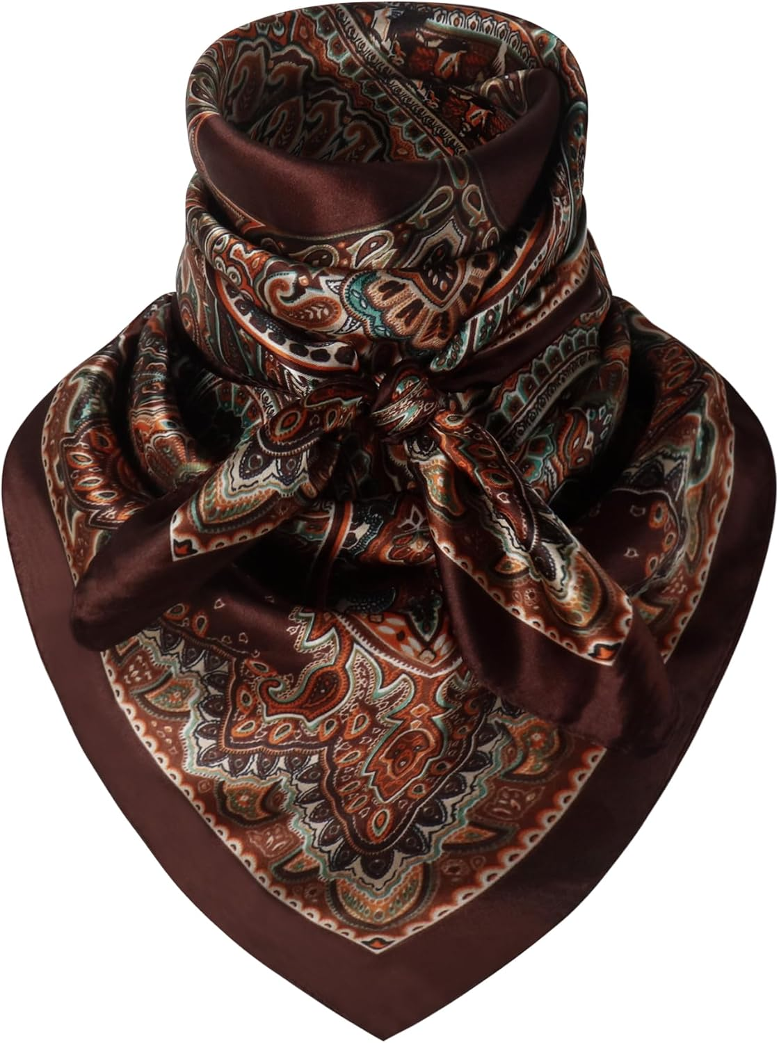 小物 R&D.MCo- BROWN BEARS SILK SCARF 35 Inch Wild Rag Cowboy Bandana Scarf Large Neckerchief Silk Feel