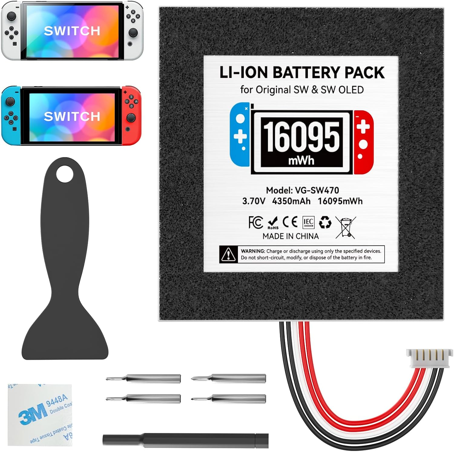 Kosker Switch 1 Battery Replacement Kit Compatible with Nintendo