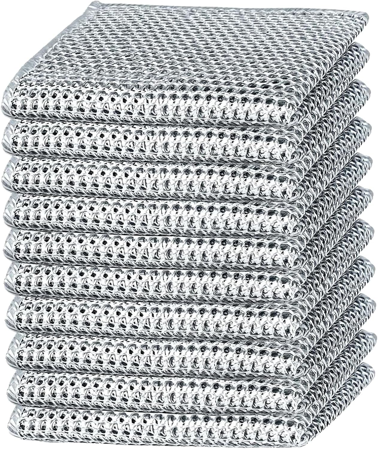 10PCS Double Wet and Dry Wire Dishcloth, Stainless Steel Scrubber, Multi-Purpose