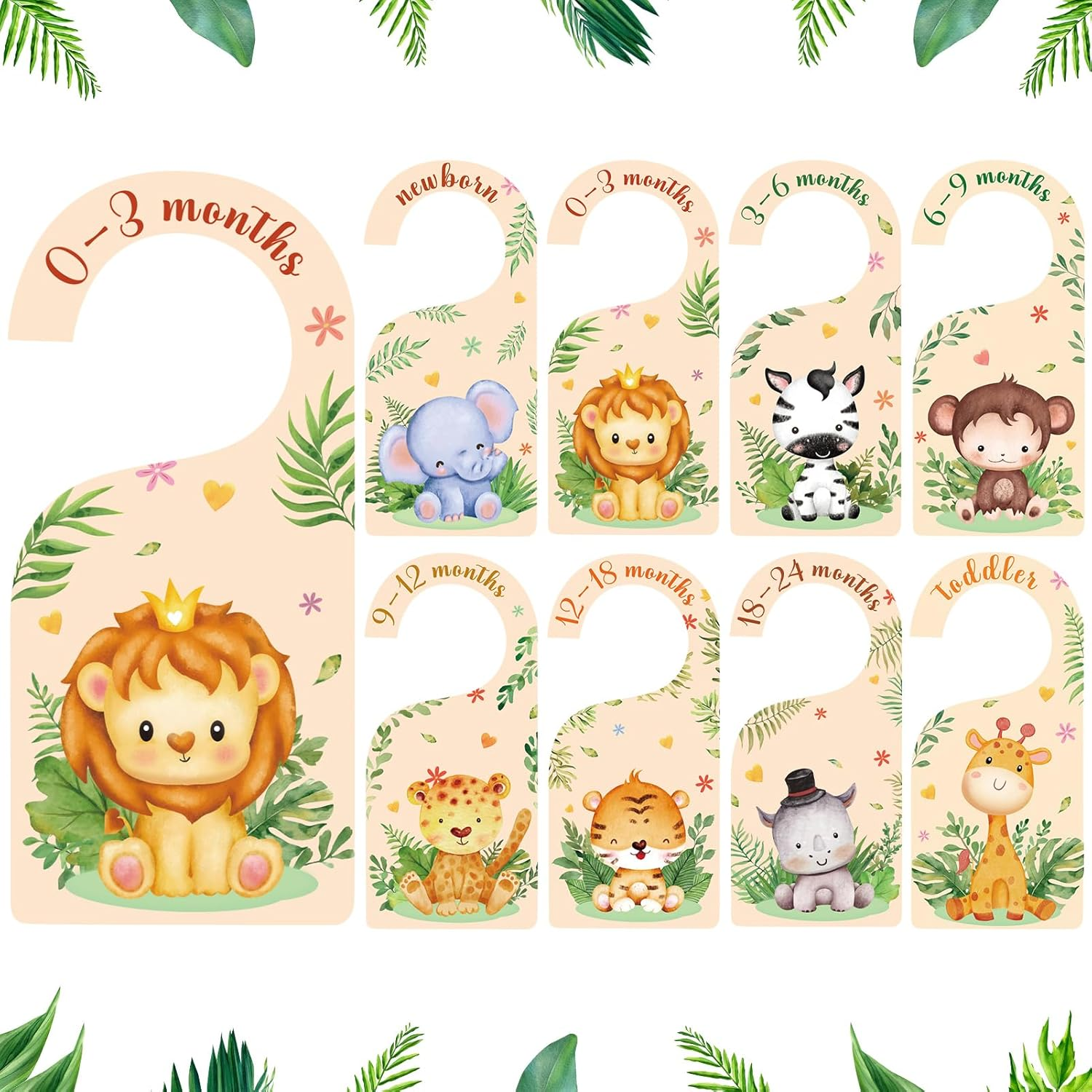 Radsocken 8PCS Baby Wardrobe Dividers, Baby Clothes Dividers, Wood Baby Wardrobe Dividers, Animal Theme Double-Sided Organizer from Newborn to 24 Months