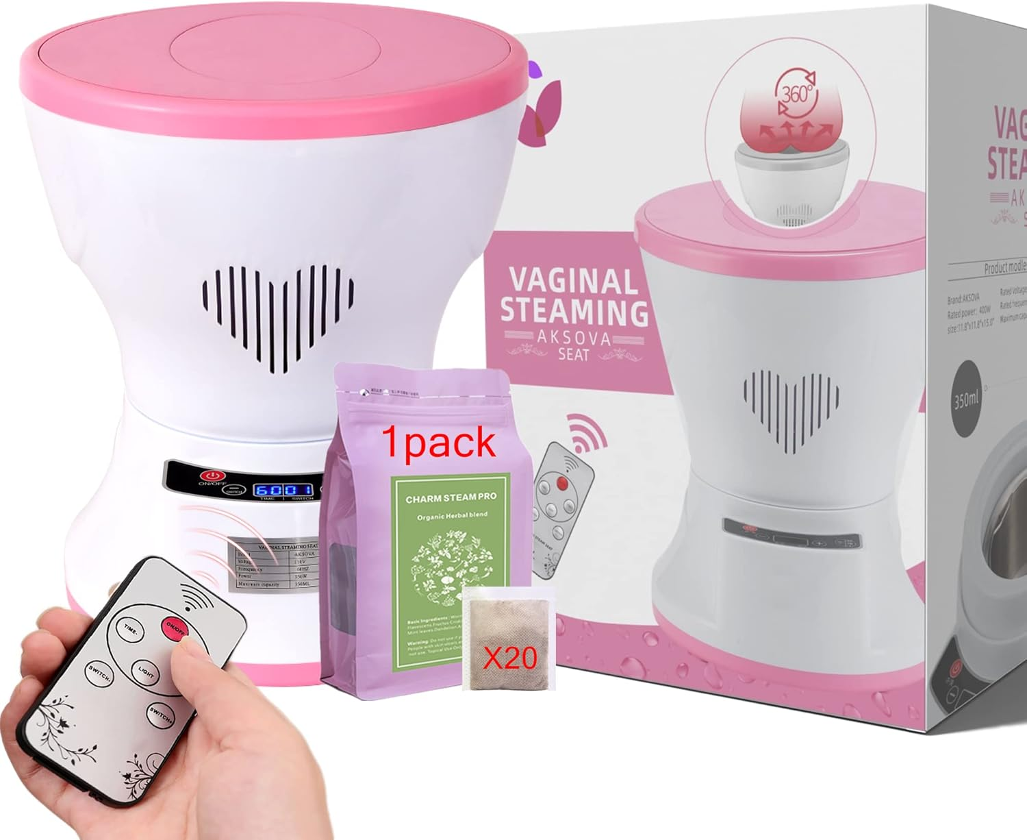 Yoni Seat,Yoni Kit, Steam Seat with 20 Bags Yoni Herbs, Upgraded V Steam at Home Kit for Women Health, PH Balance, Postpartum Care, Feminine Odor and Cleansing
