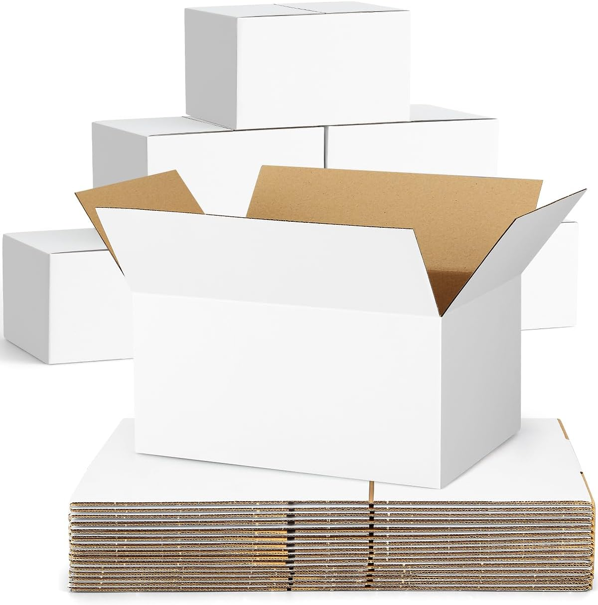 40-Pack-Small-Shipping-Boxes-9X6X4, Corrugated-Cardboard-Boxes-For-Packaging-Small-Business, White-Boxes-Mailers