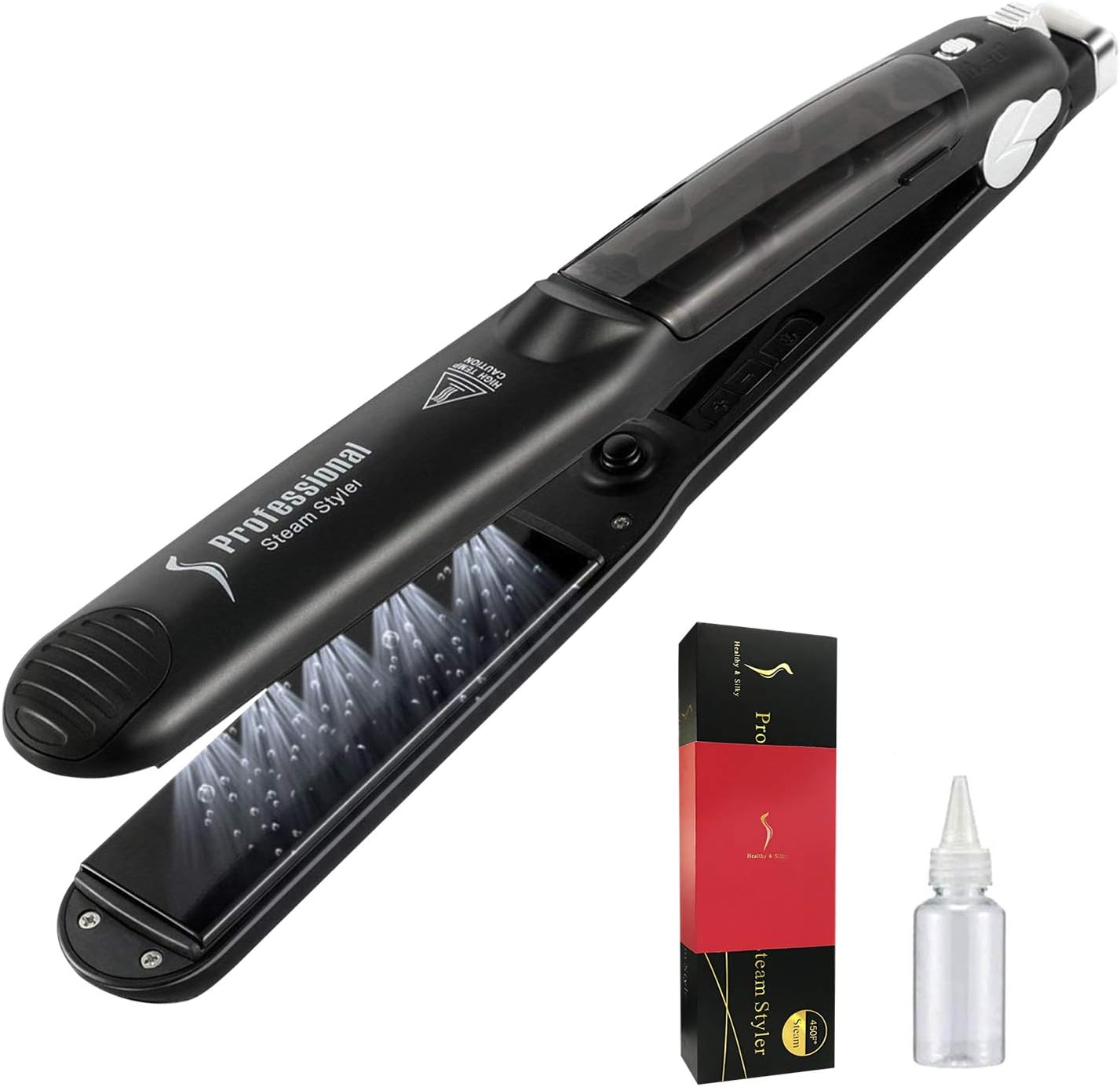 DORISILK Steam Straightener for Hair, Professional Steam Flat Iron Salon Ceramic Tourmaline Vapor Steam Ionic Straightening Iron 2 in 1 Hair Straightener and Curler Dual Voltage Adjustable Temp