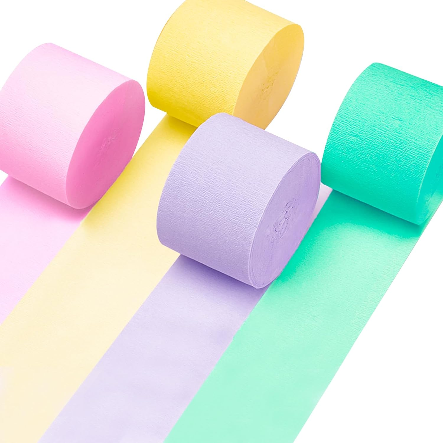Pastel Rainbow Crepe Paper Streamers - 328ft for Party Decorations (4Pcs)