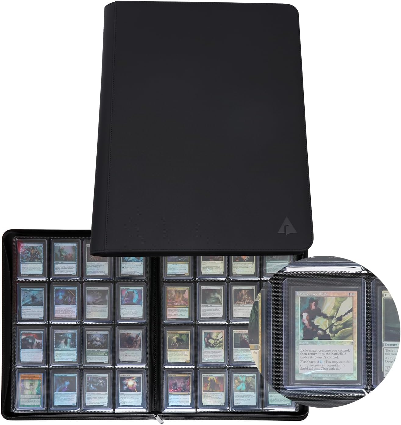 16-Pocket Top Loader Binder, Holds 512 Top Loaders 16 Pocket Top Loader Card Storage Case, 500 + Ringless Double-Sided Pockets for Cards in 3 X 4'' Top Loaders
