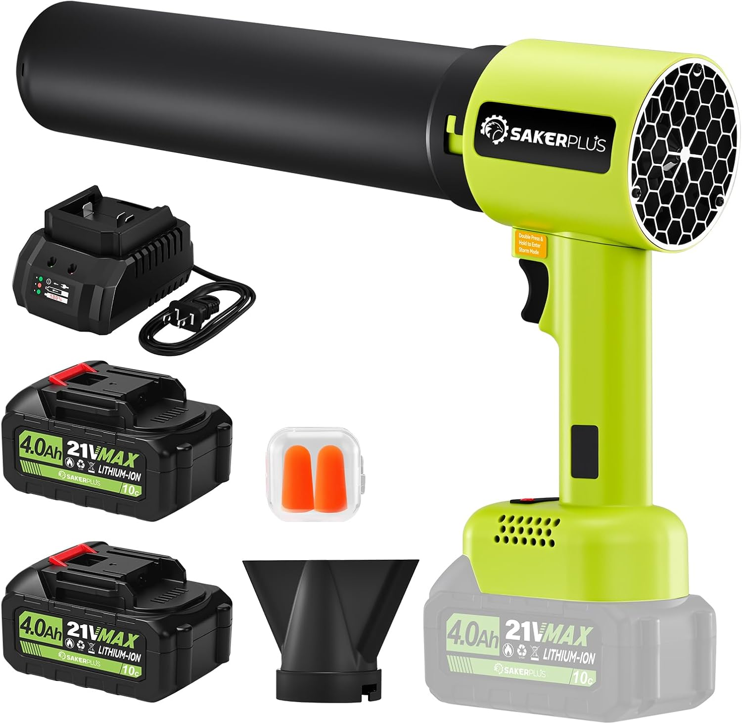 Portable Dust Cleaner, Cordless Leaf Blower with 2 Batteries, 300000RPM Air Blower with Extended Nozzle, Lightweight Hand Blowers Ideal Gift for Patio Cleaning, Lawn Care & Car Drying