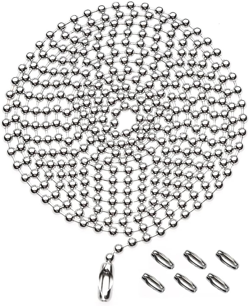 Pull Chain Extension for Ceiling Fans and Light Fixture, 59-Inch Long with 6 Matching Connectors (Silver)