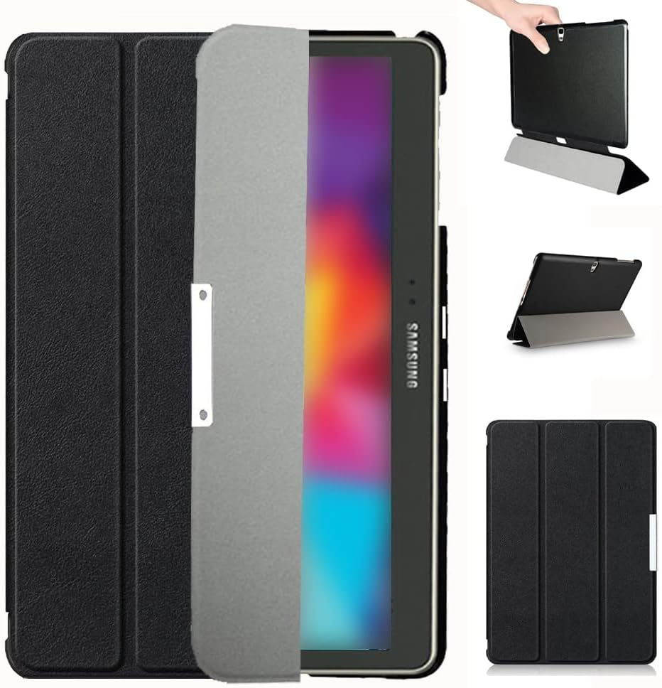 For Samsung Galaxy Tab S 10.5 SM-T800 Tablet Case, Models SM-T800, SM-T805, SM-T807, Flip Stand Cover Case Exclusive for 2014 Galaxy Tab S Tablet 10.5 Inch SM-T801 with Trifold (Black)