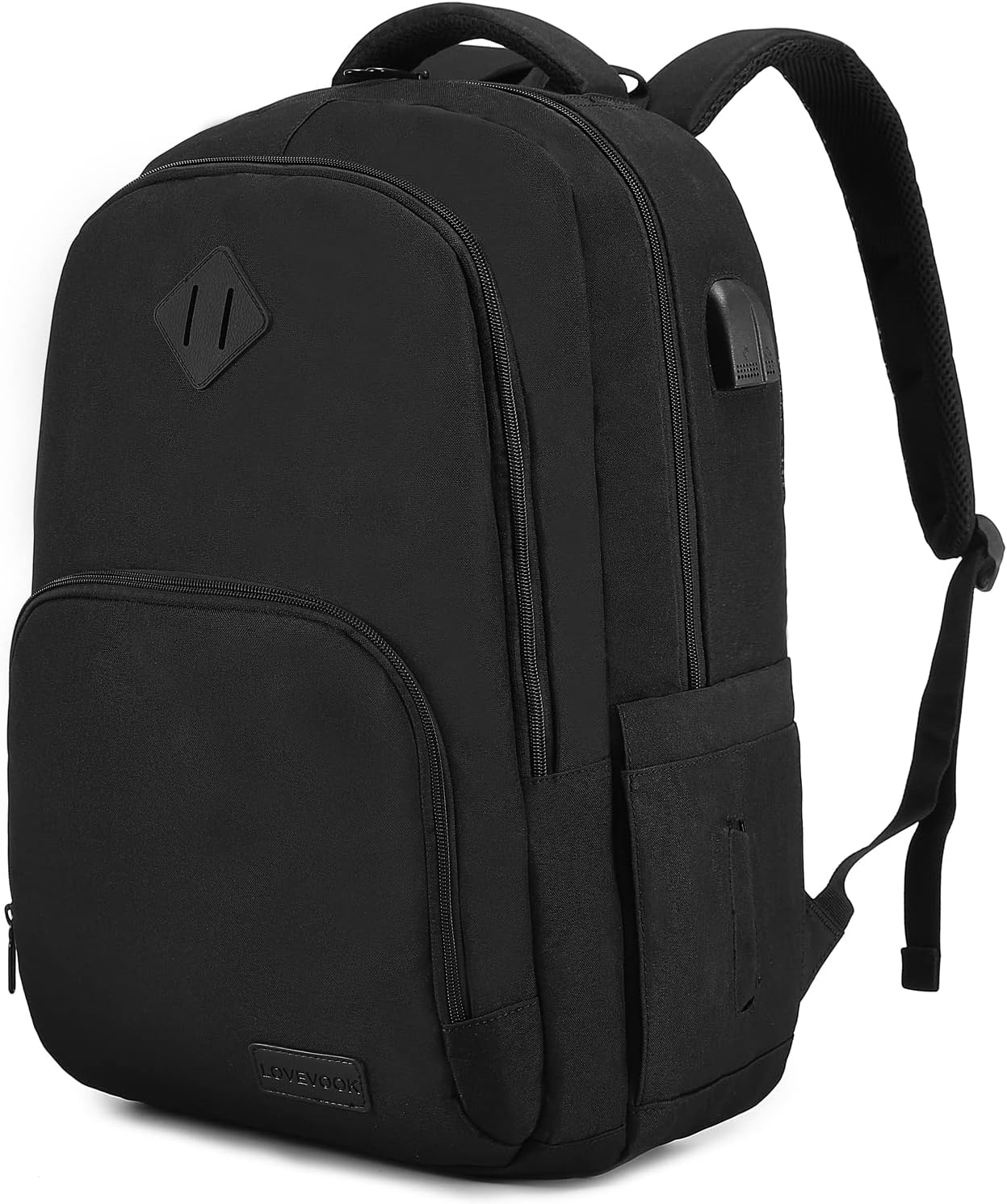 School Backpack for Women Men Black Backpack with 15.6