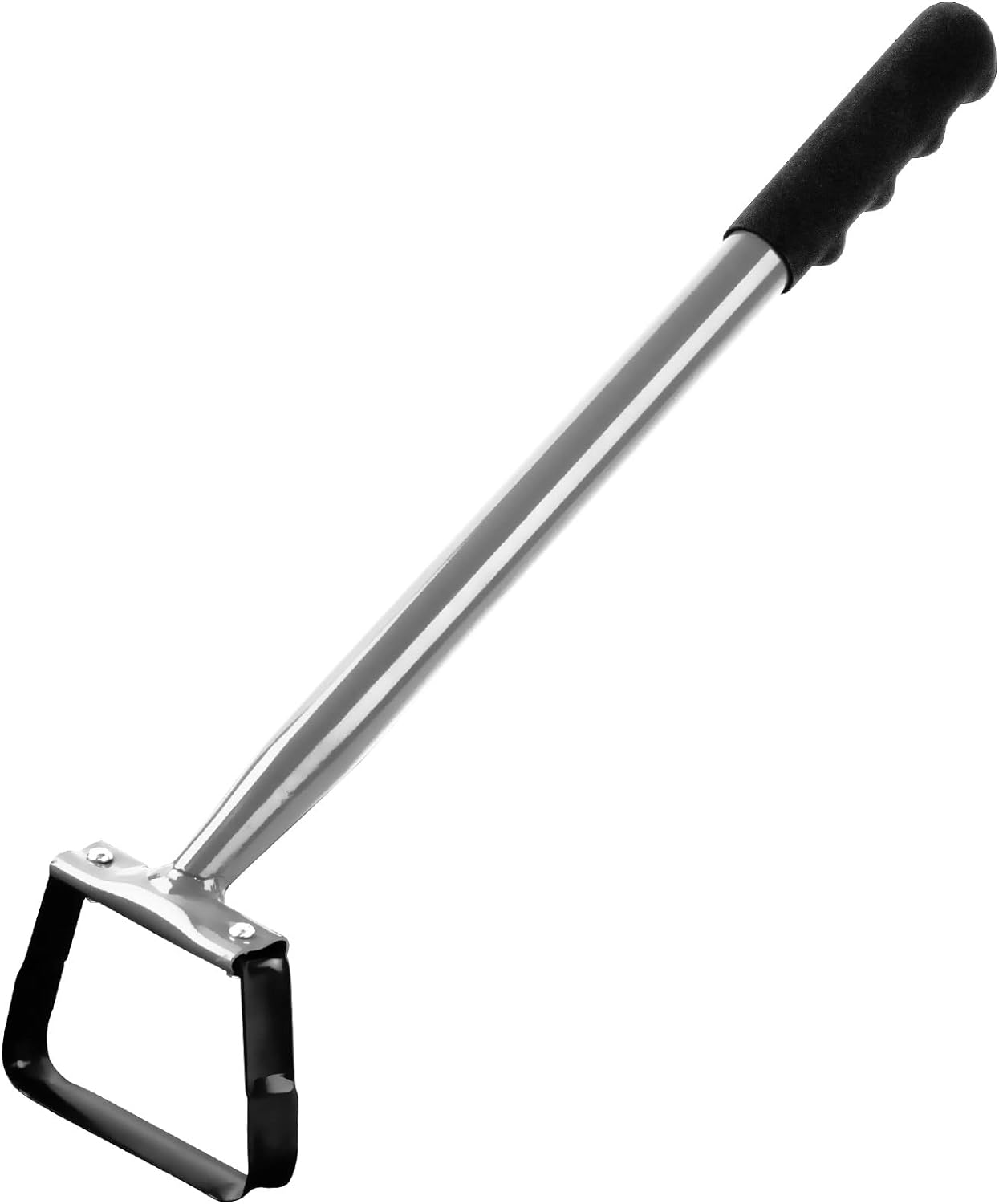 Stirrup Hoe Garden Tool, Hula Hollow Trapezoid Weeding Tool with 14 Inch Scuffle Loop, Sharp Metal Hand Cultivator Rake for Lawn, Garden or Greenhouse, Durable Grass Scraper, Mini Gift, Grey