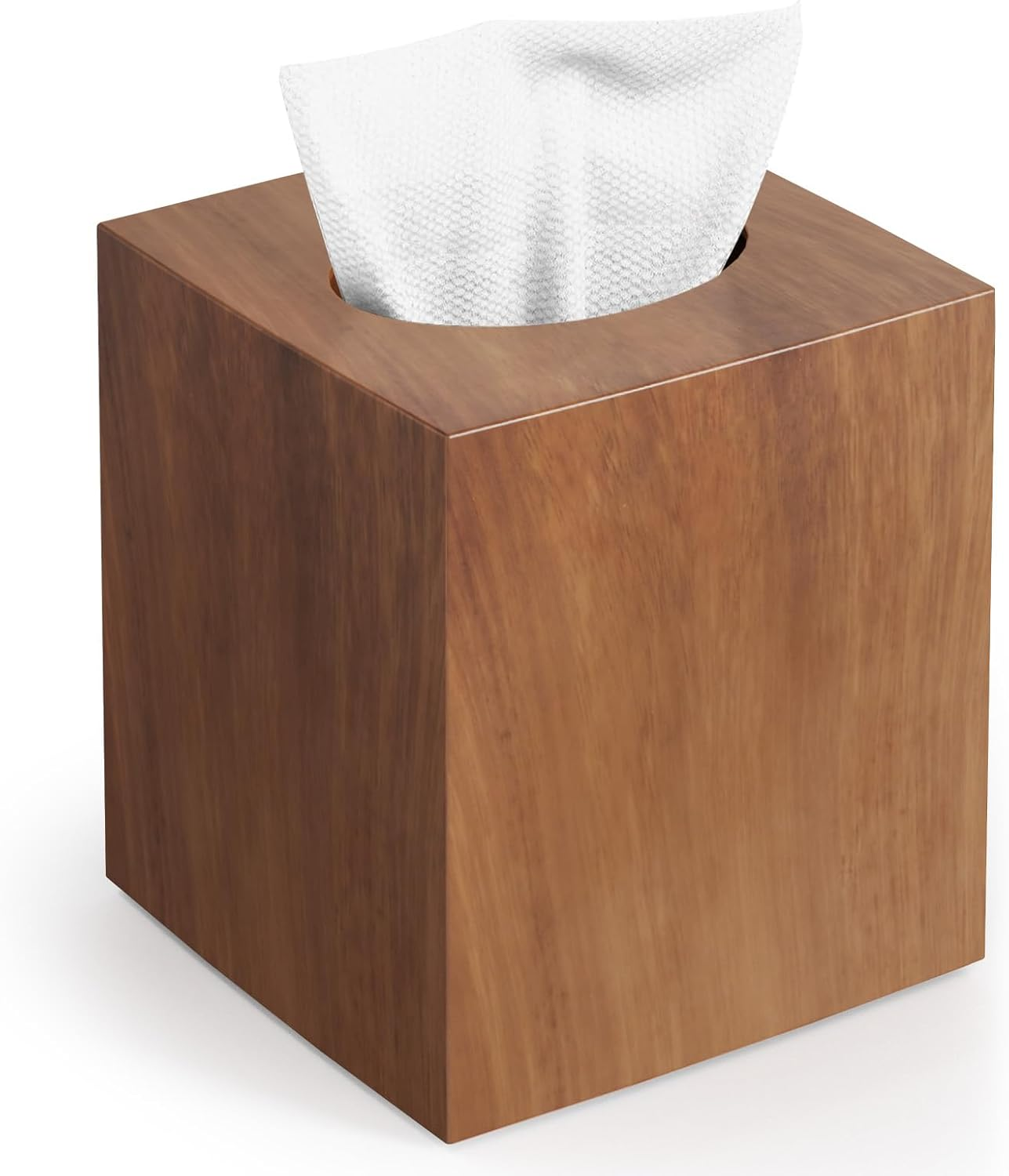 Tissue Box Holder, Tissue Box Cover Square Facial Tissue Holder Storage for Bathroom Vanity, Countertops, Dressers, Night Stand and Offices, Modern Farmhouse Decor, Wood Grain