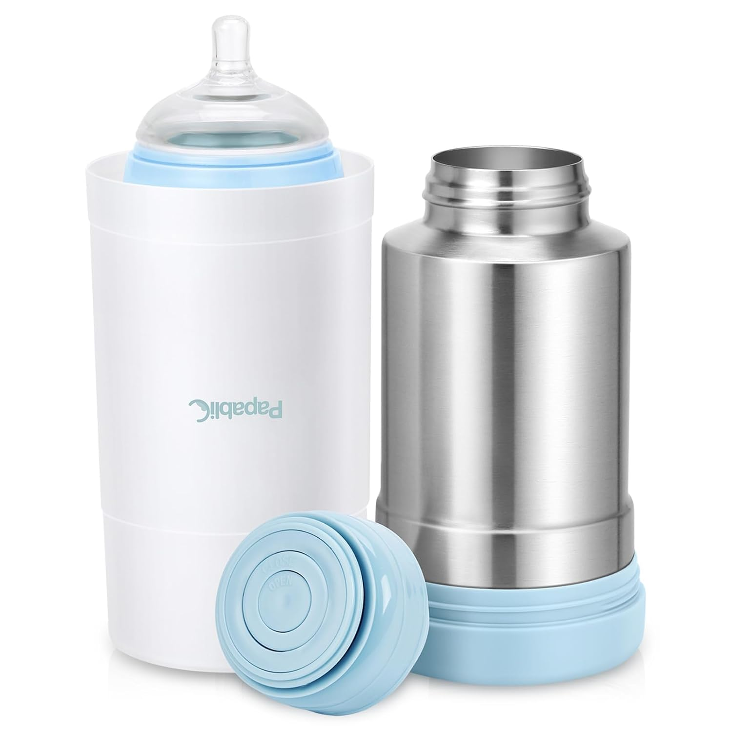 Portable Travel Baby Bottle Warmer Plus, 18 Oz Large Capacity Stainless Steel Bottle Warmer, Safe & Easy to Clean