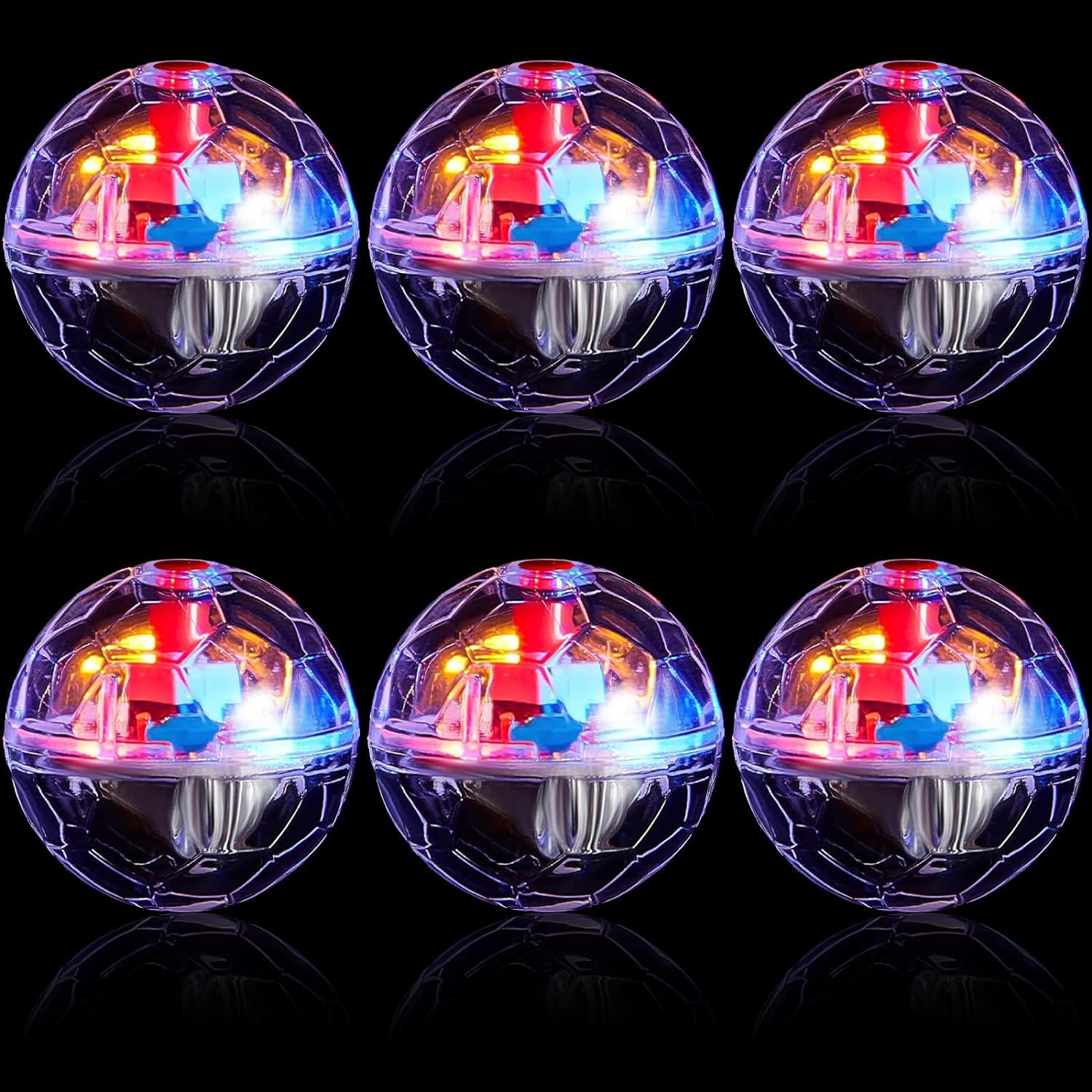 6 Pieces Ghost Hunting Cat Ball Activated Cat Toy Motion LED Light Pet Balls Motion Dog Interactive Toys Pet Glowing Mini Running Exercise Supplies for Animals Activity(Clear)