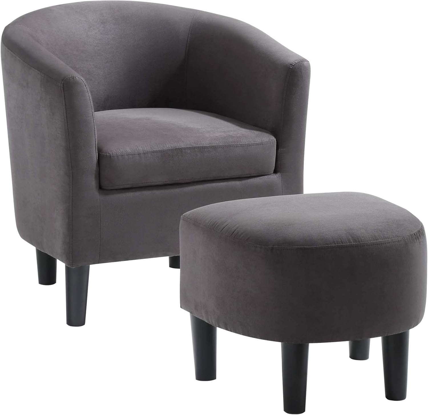 Take a Seat Churchill Accent Chair with Ottoman, Dark Gray Microfiber