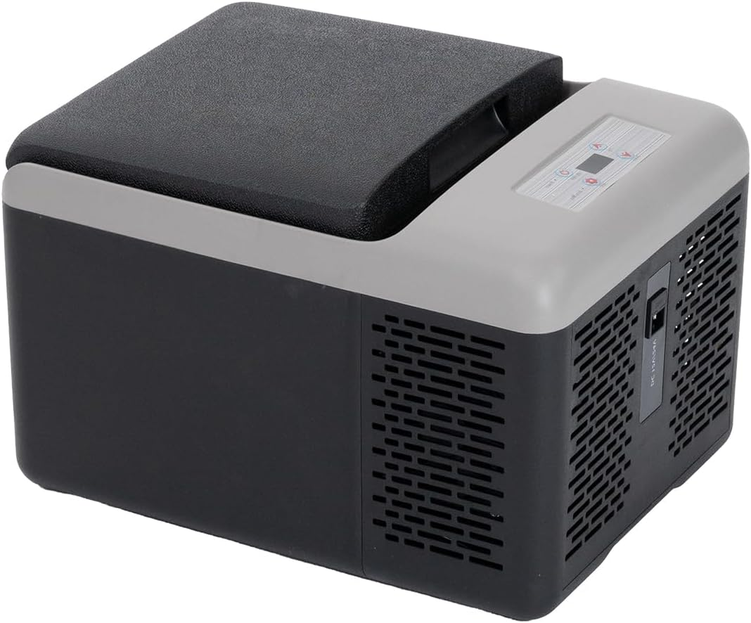 C9PT Portable Car Freezer Cooler, 12 Volt Car Refrigerator, 10 Quart Fast Cooling, with 12/24V DC and 100-240V AC for Outdoor, Camping, RV, Truck (Black&Grey)