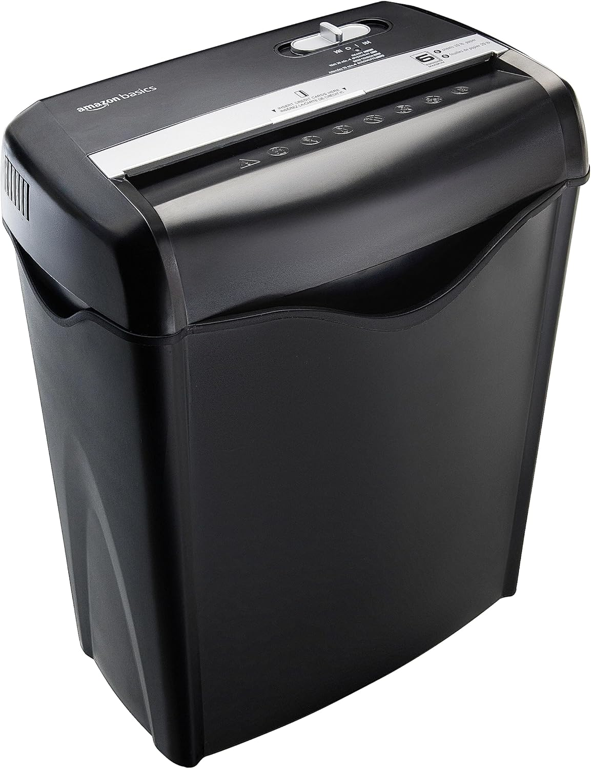 6-Sheet Cross-Cut Paper and Credit Card Shredder with 3.8 Gallon Bin, Shreds Staples, Black