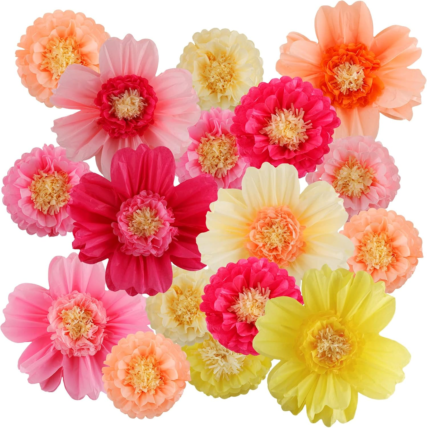Crowye 12 Pcs Large Colorful Tissue Paper Flowers 20" Handcrafted Giant Fiest... - Picture 14 of 16