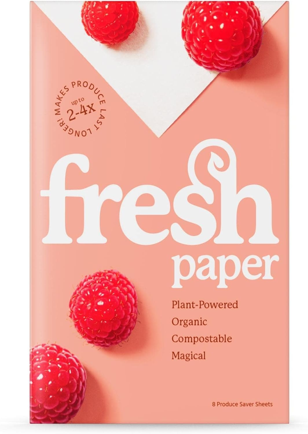 FRESHPAPER Keeps Fruits & Vegetables Fresh for 2-4X Longer, 8 Reusable Food Saver Sheets for Produce (1 Pack), Made in the USA by