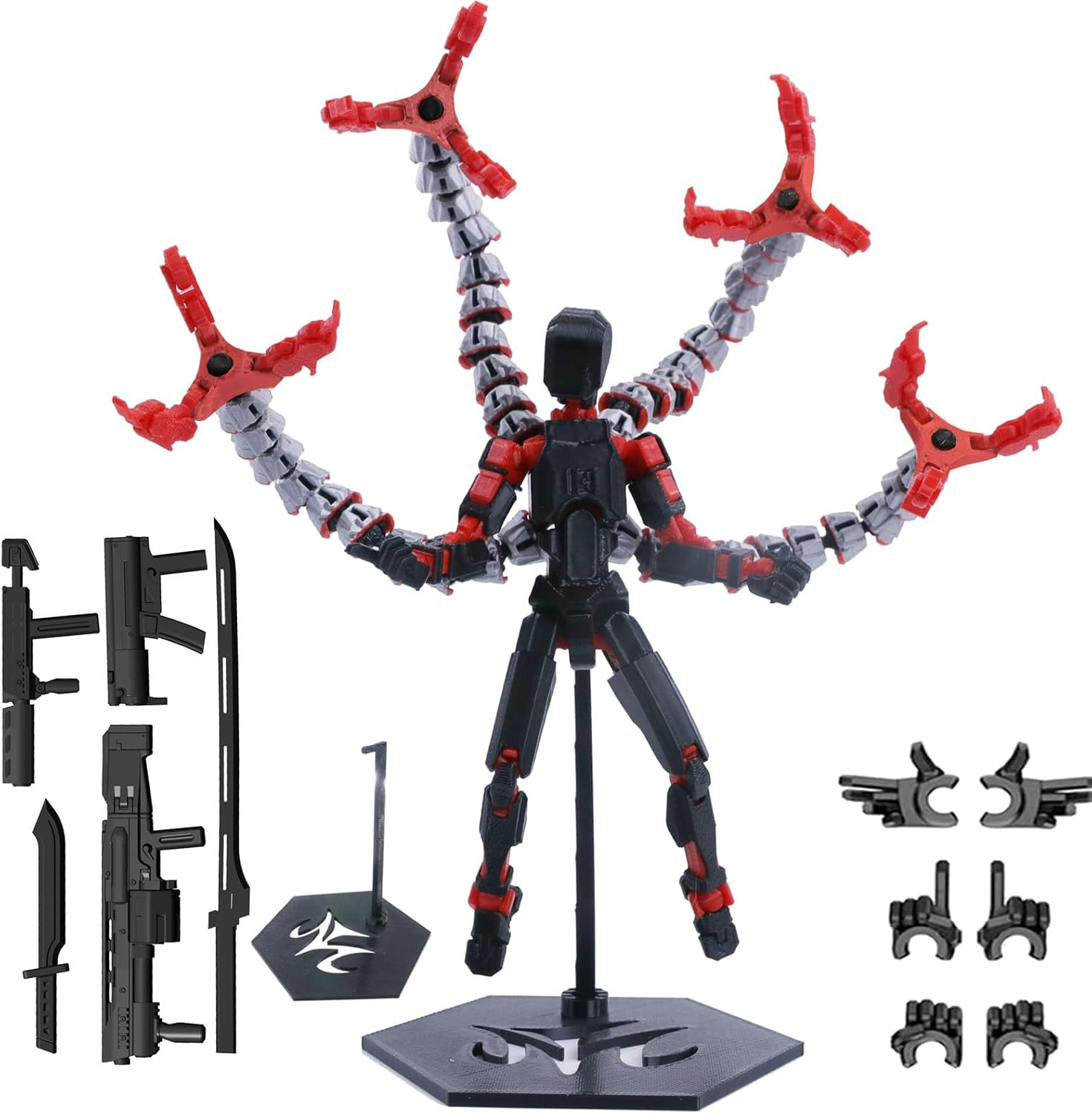 T13 Action Figure (Assembly Completed) Titan 13 Dummy 13 Action Figure Robot 13 Figure 3D Printed Articulated Multi-Jointed Movable Robot Model (Tentacle-Rd)