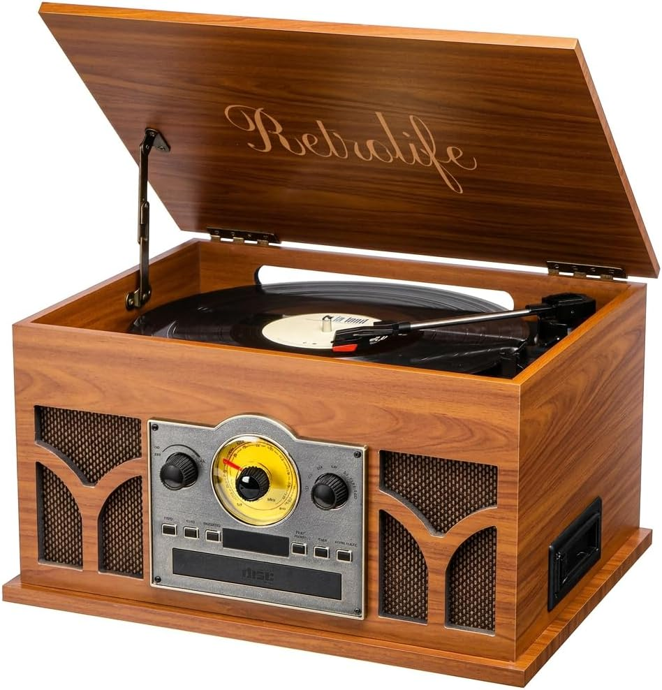 Retrolife® 10-in-1 Record Player with Speakers and Bluetooth-Mahogany