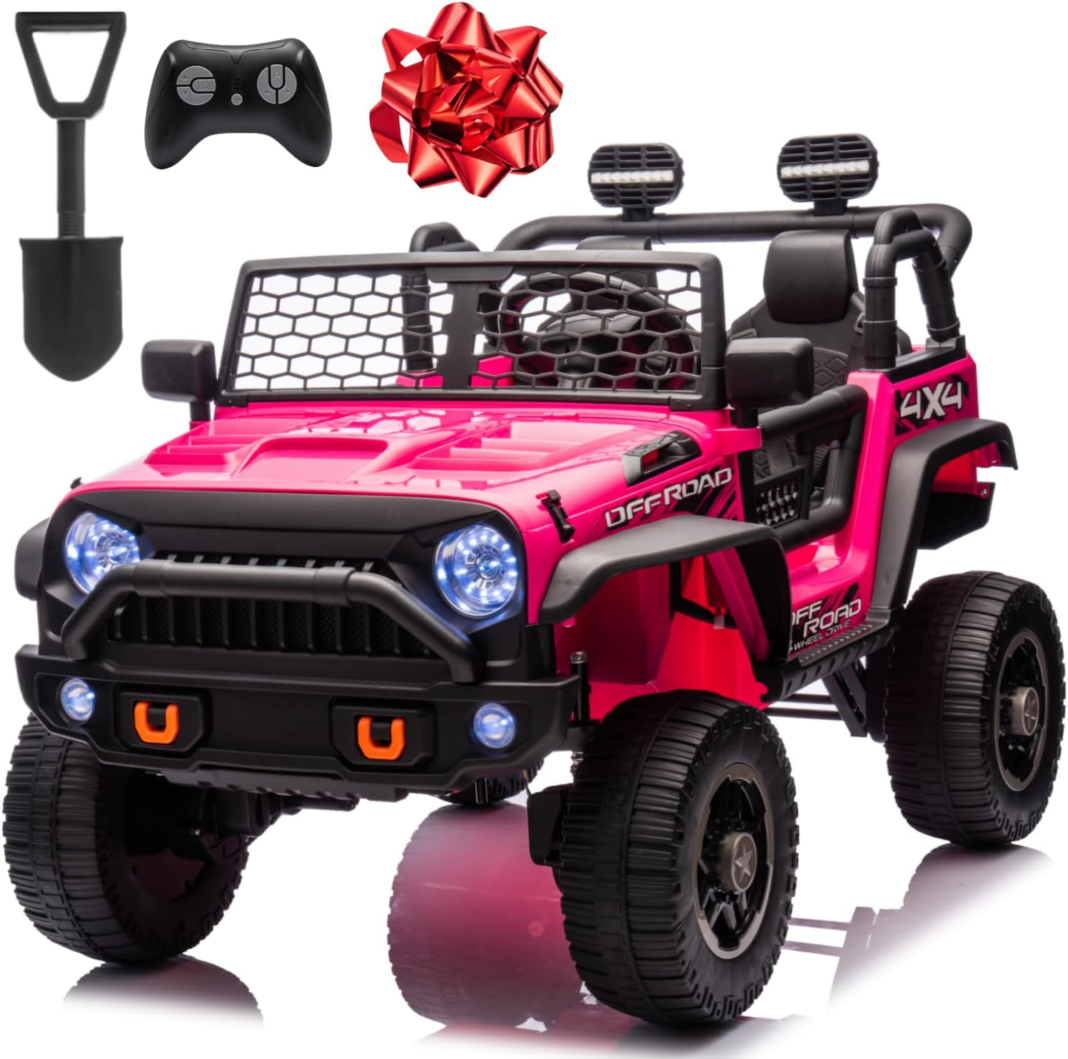 24V Kids Electric Ride on Truck Car W/Remote Control, MOEYURO 2 Seater Ride on Toys