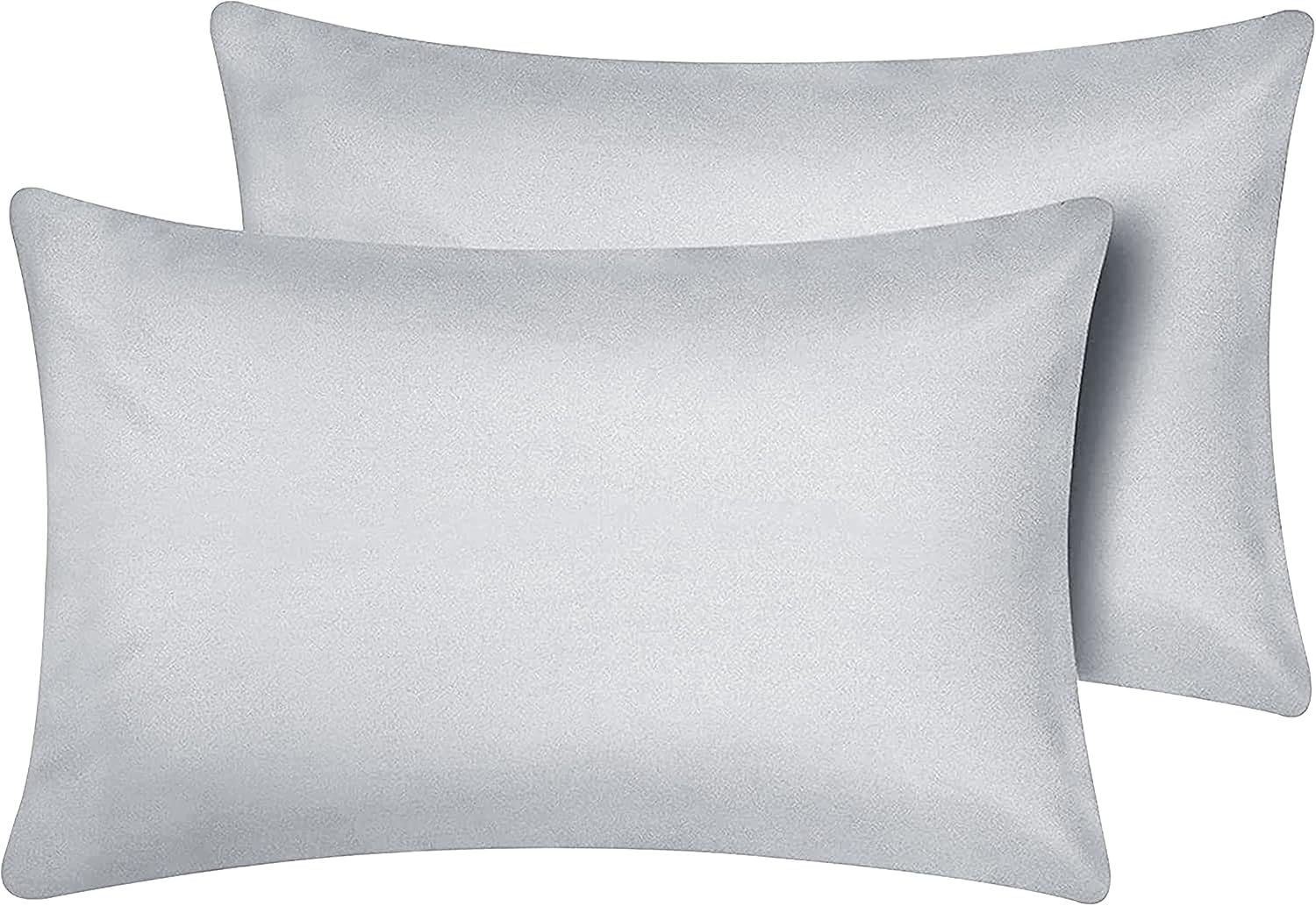 Travel Pillow Case 12X18 Size Pack of 2 Pieces 100% Egyptian Cotton Zipper Closure 500 Thread Count Toddler Pillowcase Fits up to 12X18, 12X16 or 11X15 Silver Grey