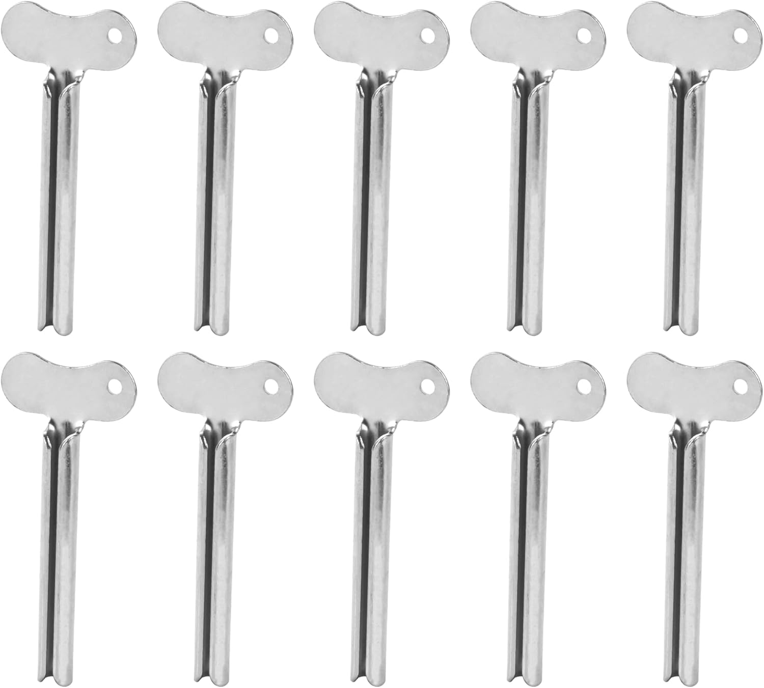 AUEAR, Stainless Steel Toothpaste Squeezer Tube Key Silver for Home Hair Dye (Set of 10)