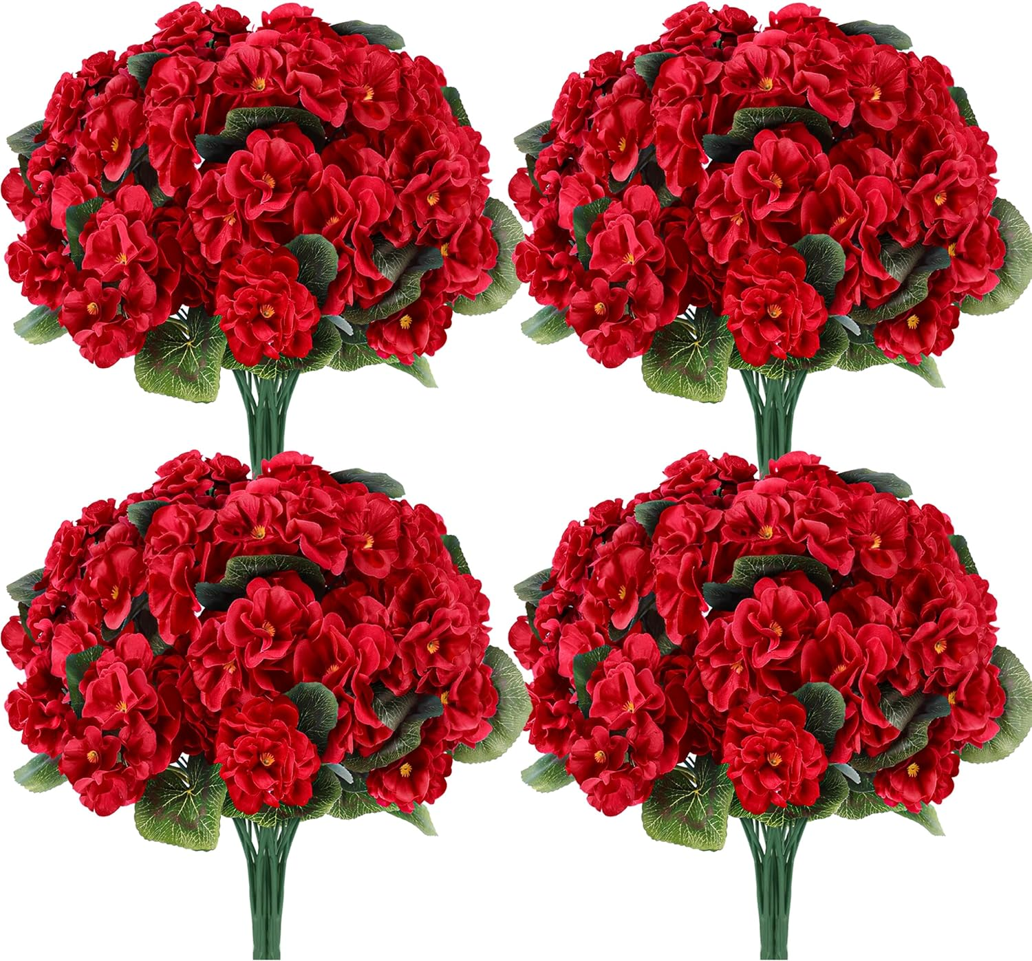 6 Pack Red Artificial Geraniums Flowers for Outdoors UV Resistant Faux Flowers for Outdoor Planters Window Boxes Patio Cemetery Porch Decor