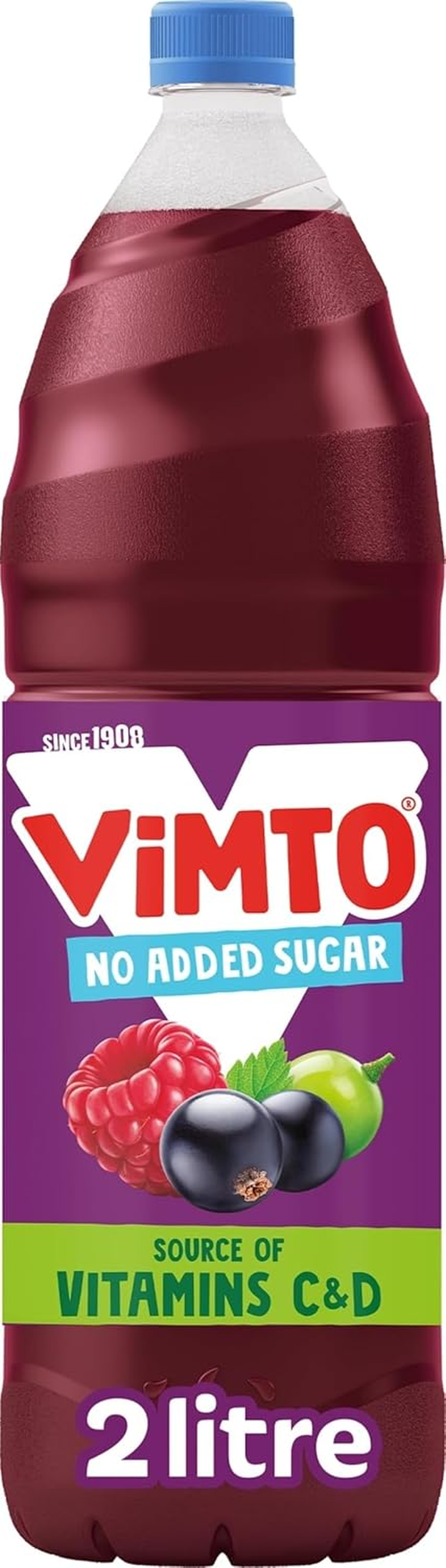 Vimto Squash – No Added Sugar – Real Fruit Flavour – Vitamins C & D – 2L Bottle – Low Calorie