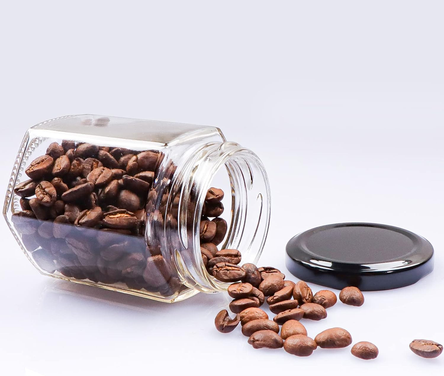 3 OZ Mini Hexagon Glass Jars 30x Empty Honey Jars Small Spice Jars with Black Lids, Sponge Brushes and 40Pcs Labels for Jam, Homemade Projects, Gifts, Wedding Party Favors