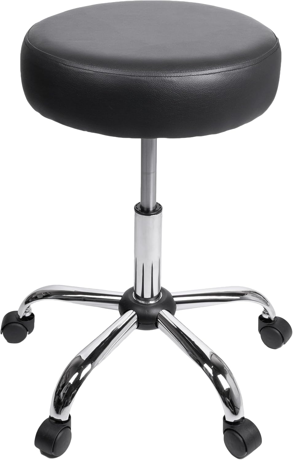 Bodymed Rolling Exam Stool with Wheels, 18.5 Inch to 25 Inch Adjustable Height for Dentists, Spas, & Healthcare Environments, 5 Casters, Easy Assembly, Black