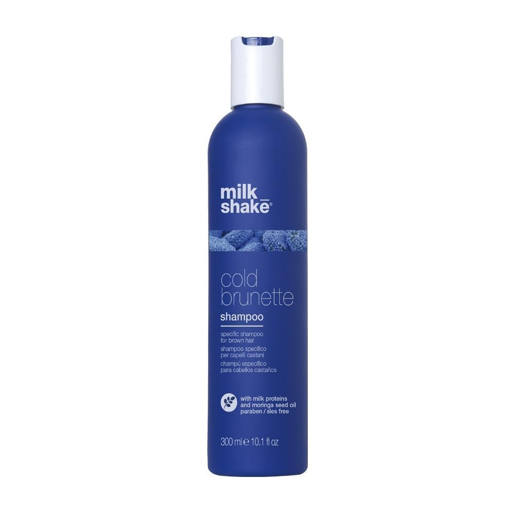 Milk Shake Cold Brunette Blue Shampoo 10.1 oz - Tone Correcting for Brown & Dark Blonde Hair