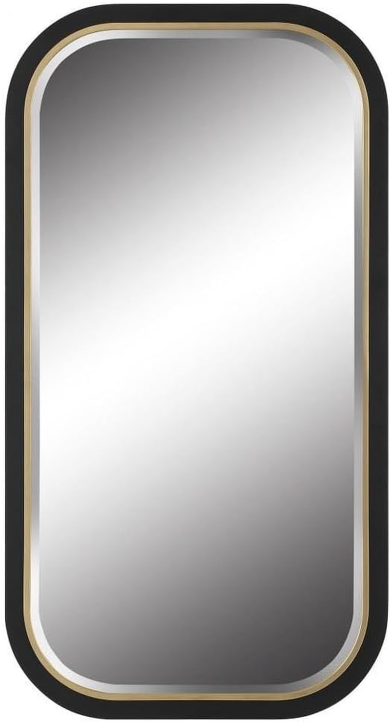 Nevaeh Contemporary Black/Gold Rectangle Metal & MDF Mirror by