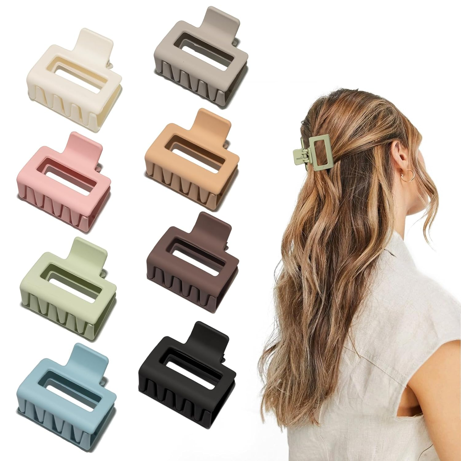 Medium Hair Clips for Women Girls, 2 x 1 x 1.8 inch, 8pcs Neutral Color, Claw Hair Clips for Thin/Medium Thick Hair, Hair Jaw Clips Nonslip Clips