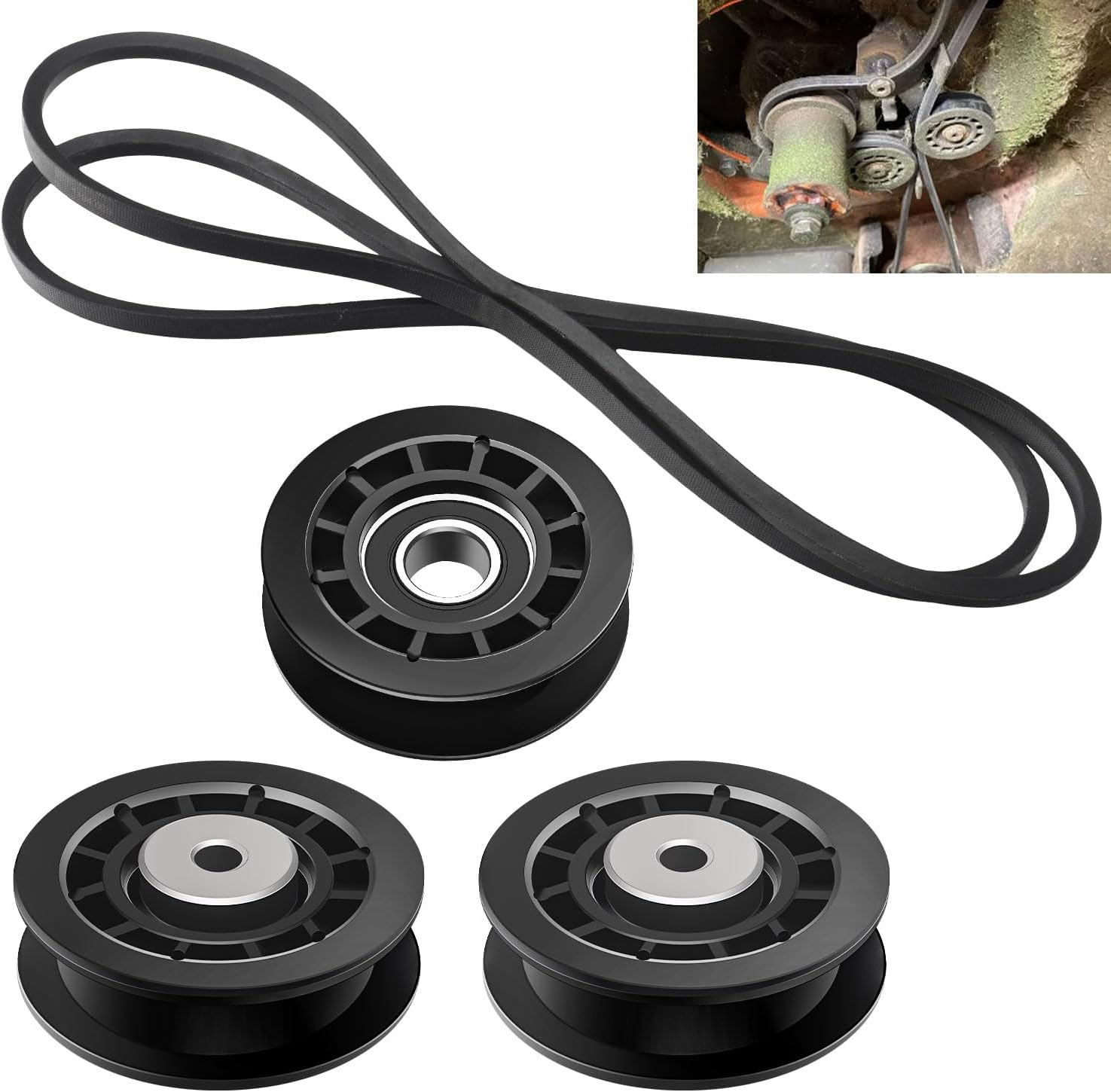 (2) 587973001 (1) 587969201 Pulleys - 580364609 Belt & Pulleys Kit Compatible with Husqvarna A-WD Belt Repair Kit, for Husqvarna L 321AHX, L 321AH, Pulleys Replaces 580364603 (Pulleys Belt Kit)