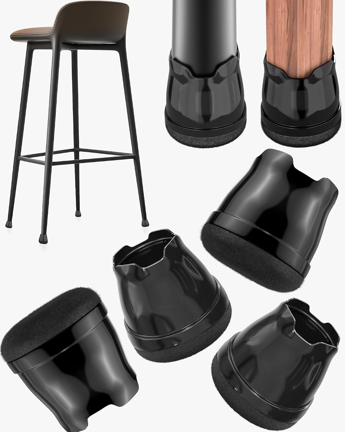 24-Pack Silicone Chair Leg Floor Protectors for Hardwood Floors -Felt Furniture Pads, Rubber Chair Leg Covers/Caps - Noise Reducing & Scratch-Proof - Round XS (Fits 9/16