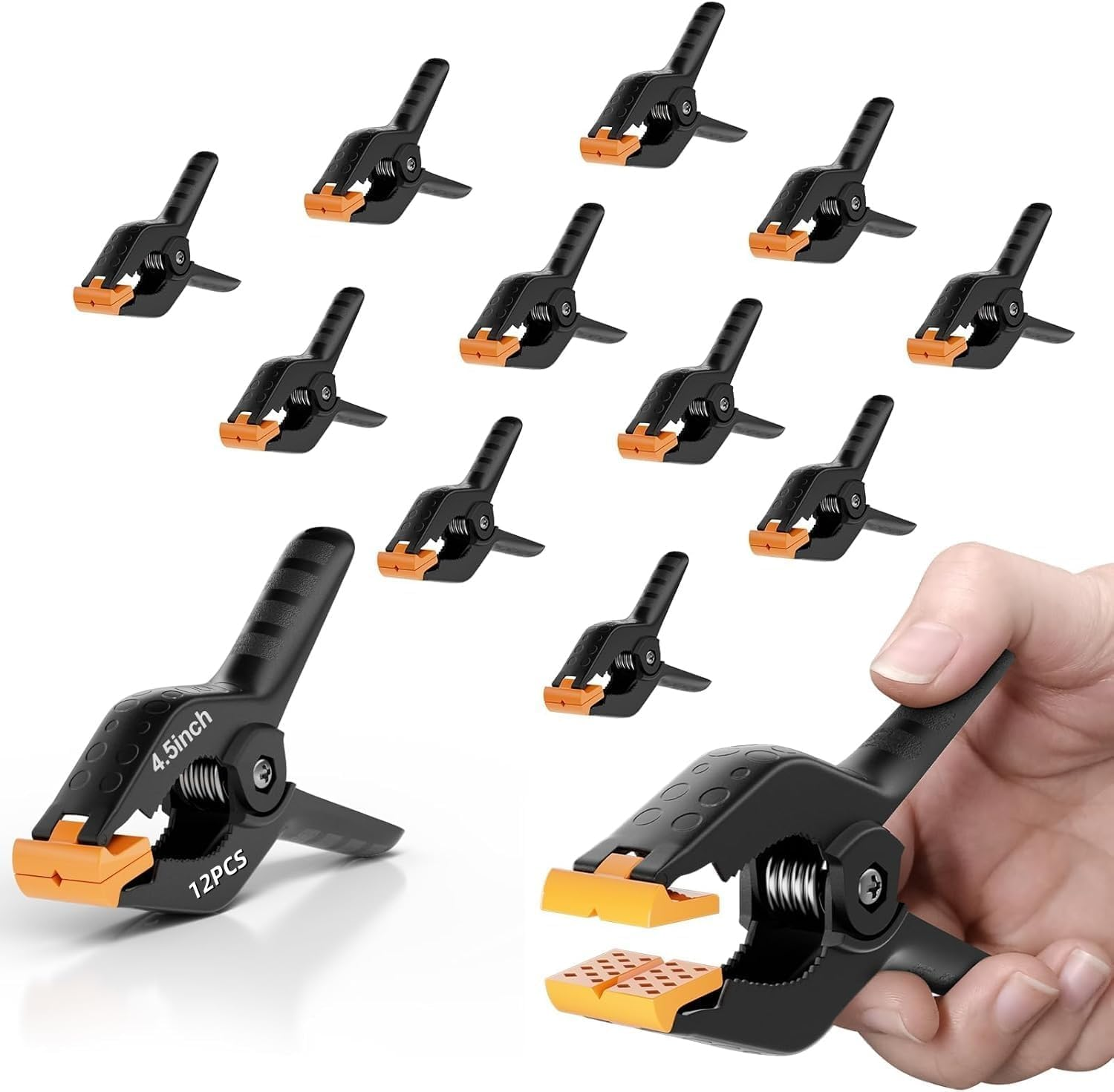 12Pcs Spring Clamps 4.5 Inch Heavy Duty Clamps Plastic Backdrop Clips