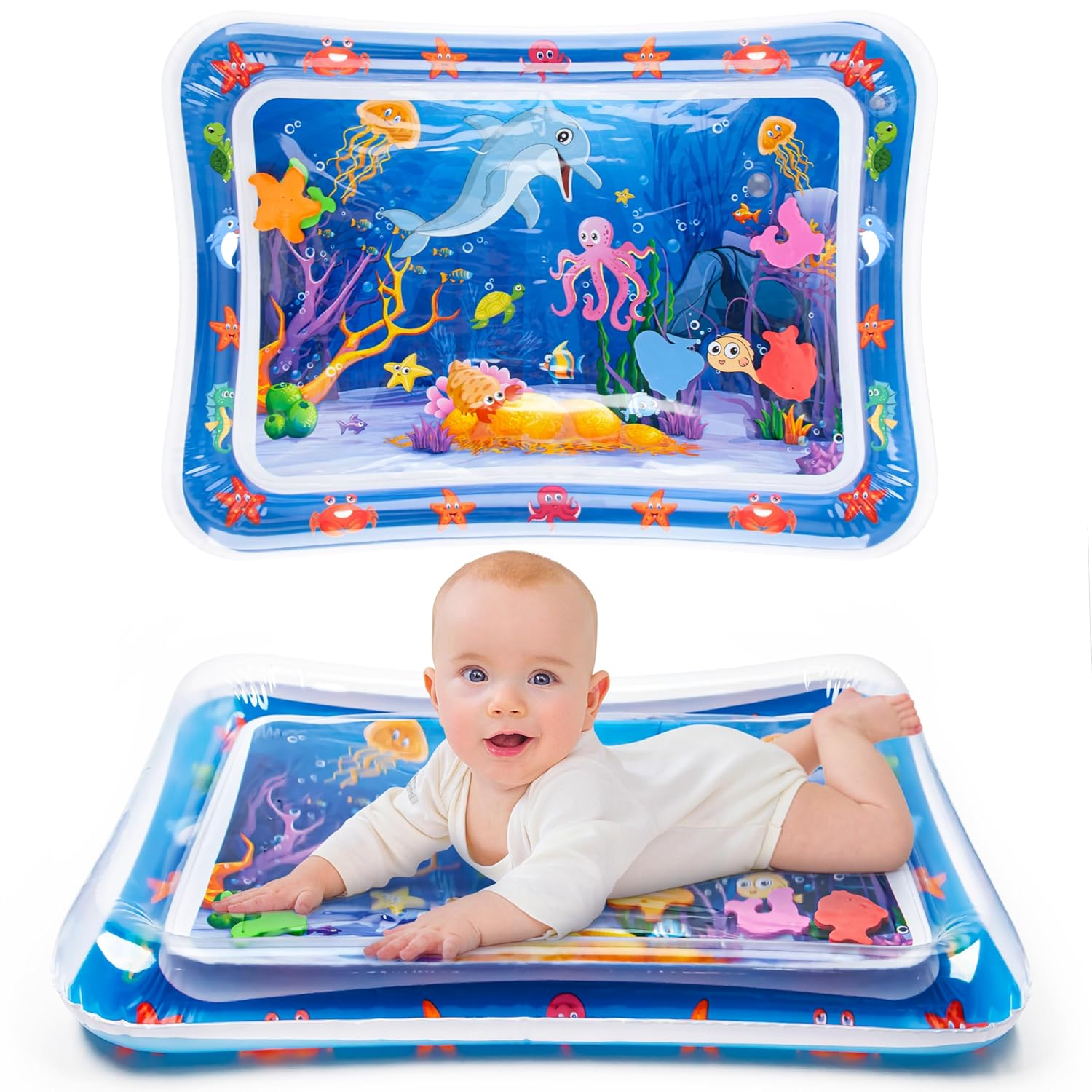 Tummy Time Water Mat丨Inflatable Tummy Time Water Play Mat for Babies, Infants and Toddlers 3 to 24 Months Promote Development Toys Baby Toys Essentials and Gifts