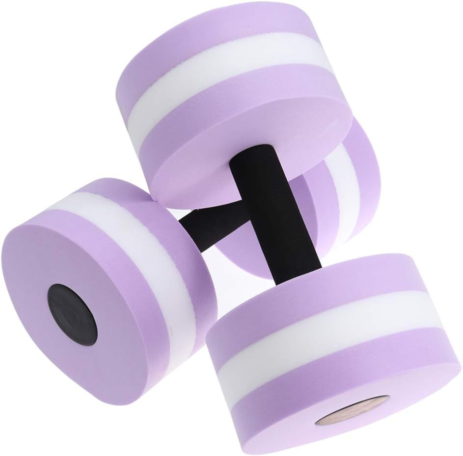 Aquatic Exercise Dumbbells 2Pcs High- Density EVA- Foam Dumbbell Set Water Barbells Exercise Hand Bar Water Dumbbells for Water Aerobics (Purple)