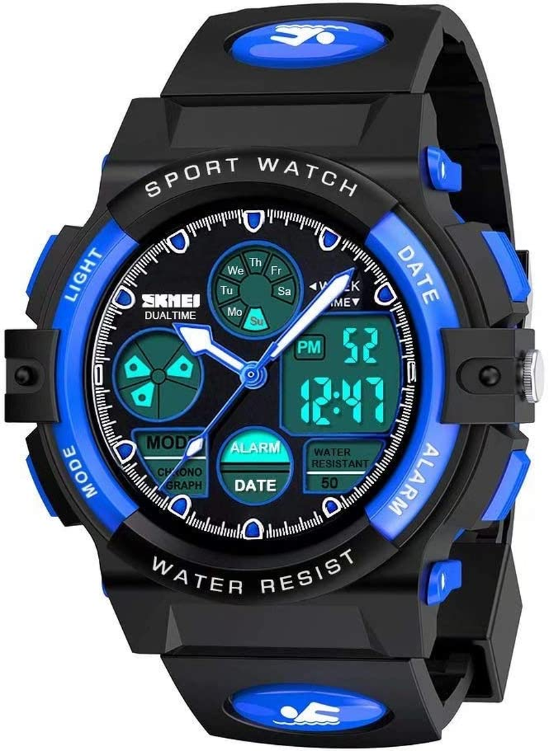Kids Digital Sport Watch, Boys Girls Waterproof Sports Outdoor Watches Children Casual Electronic Analog Quartz Wrist Watches with Alarm Stopwatch