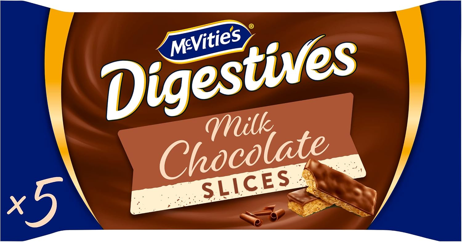 McVitie's Digestives Milk Chocolate Slices, 124 g (5 Slices Per Pack)